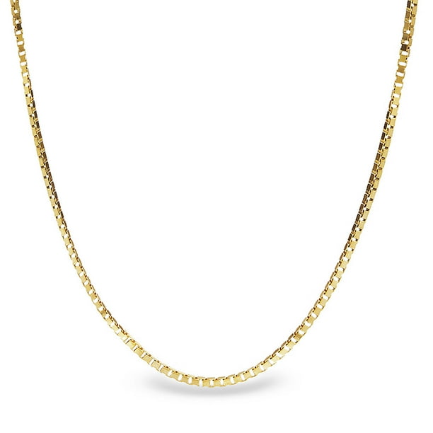 10K White or Yellow Gold Classic Box Chain w Lobster Lock 0.8mm 1mm 1.4mm Thick 10K White or Yellow Gold Classic Box Chain w Lobster Lock 0.8mm 1mm 1.4mm Thick